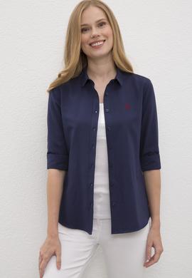 Kadın Lacivert Gömlek Uzunkol Basic - 50231191031