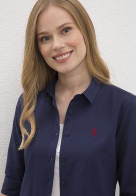 Kadın Lacivert Gömlek Uzunkol Basic - 50231191031