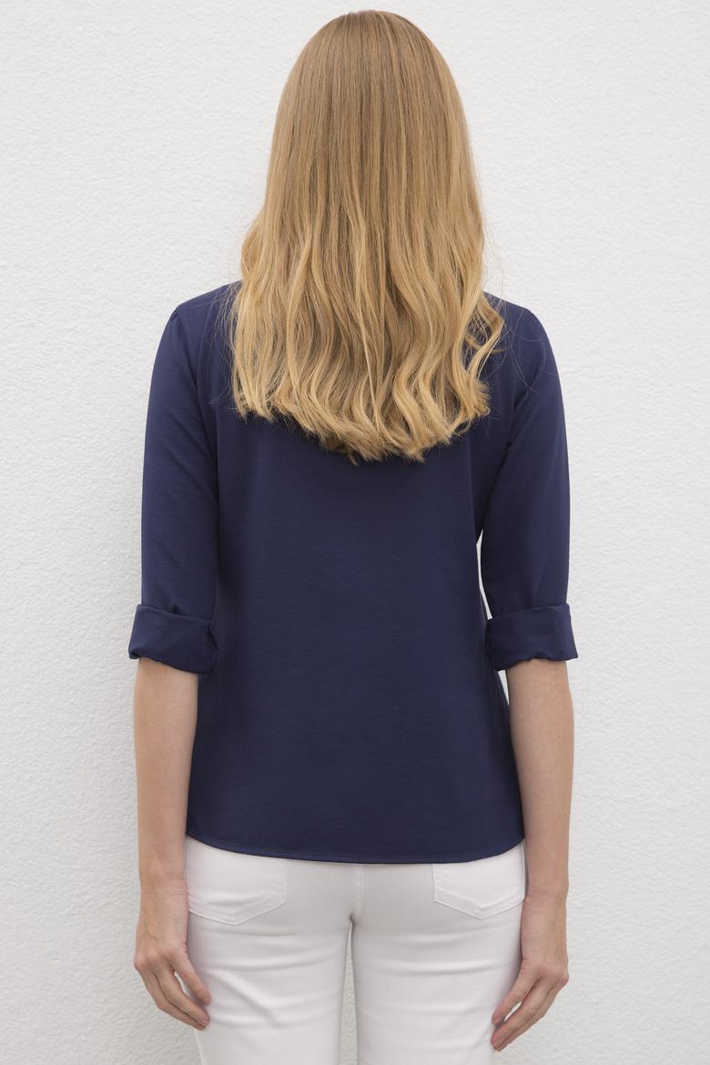 Kadın Lacivert Gömlek Uzunkol Basic - 50231191031