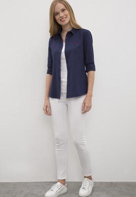 Kadın Lacivert Gömlek Uzunkol Basic - 50231191031