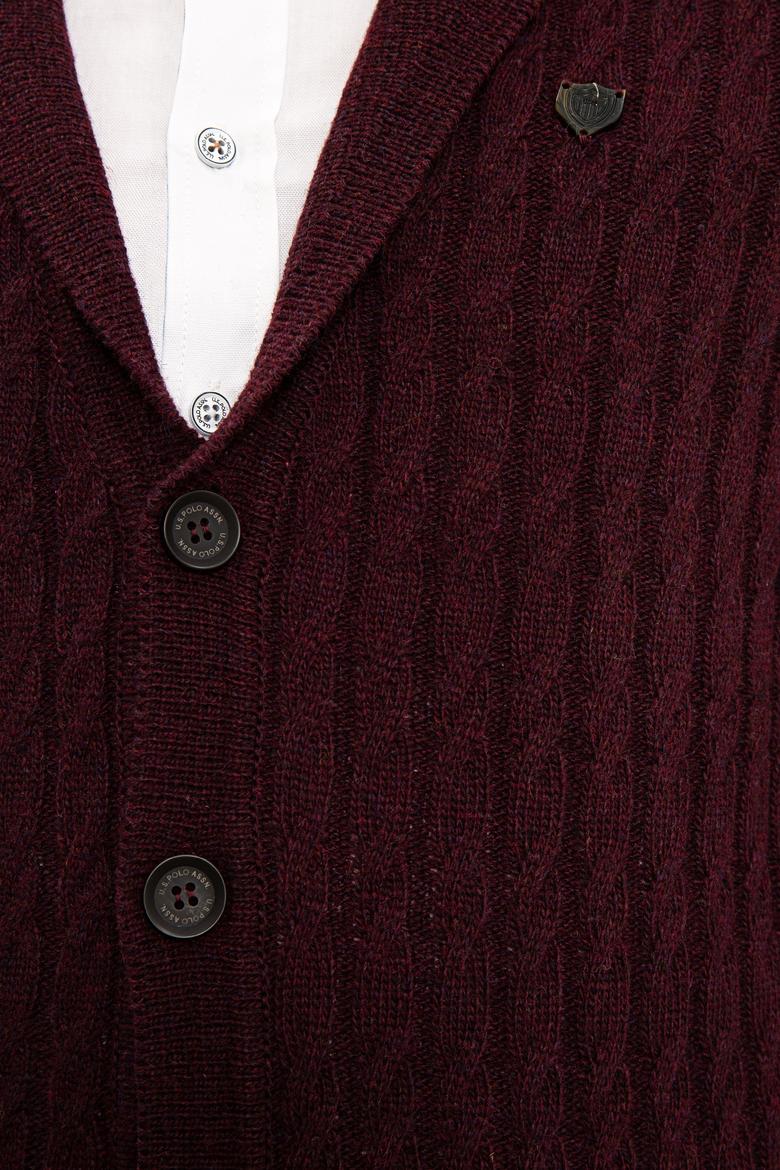 Erkek Bordo Triko Hırka - 50228363058