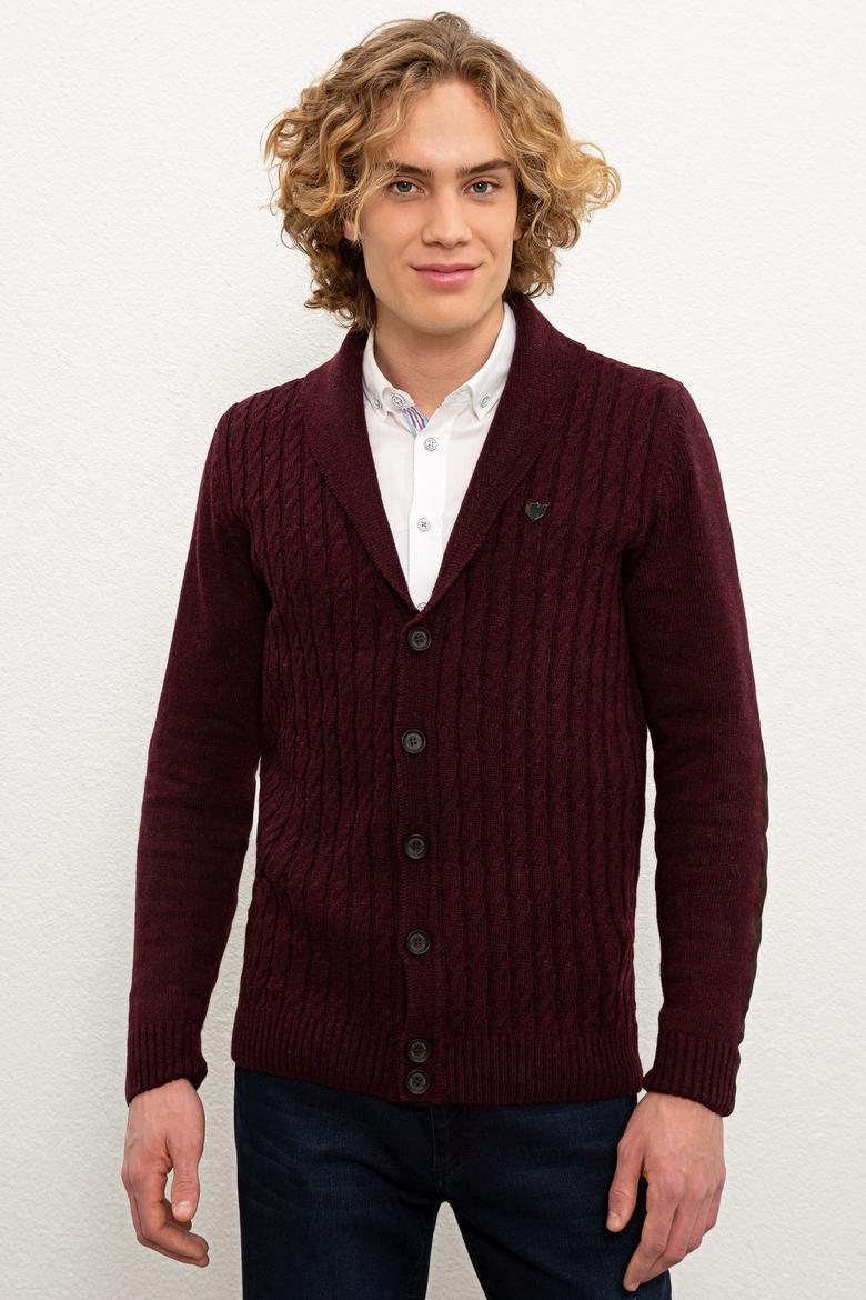 Erkek Bordo Triko Hırka