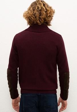 Erkek Bordo Triko Hırka - 50228363058