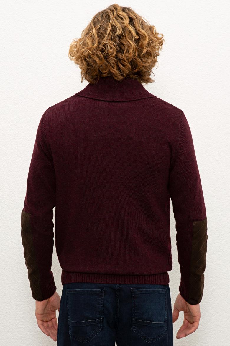 Erkek Bordo Triko Hırka - 50228363058