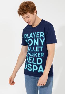 Erkek Lacivert Bisiklet Yaka Tişört - 50248611013