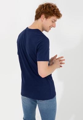 Erkek Lacivert Bisiklet Yaka Tişört - 50248611013