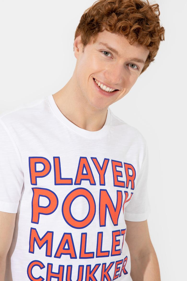 Erkek Beyaz Bisiklet Yaka Tişört - 50248611005