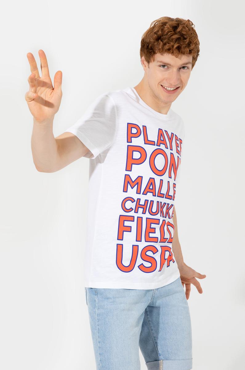 Erkek Beyaz Bisiklet Yaka Tişört