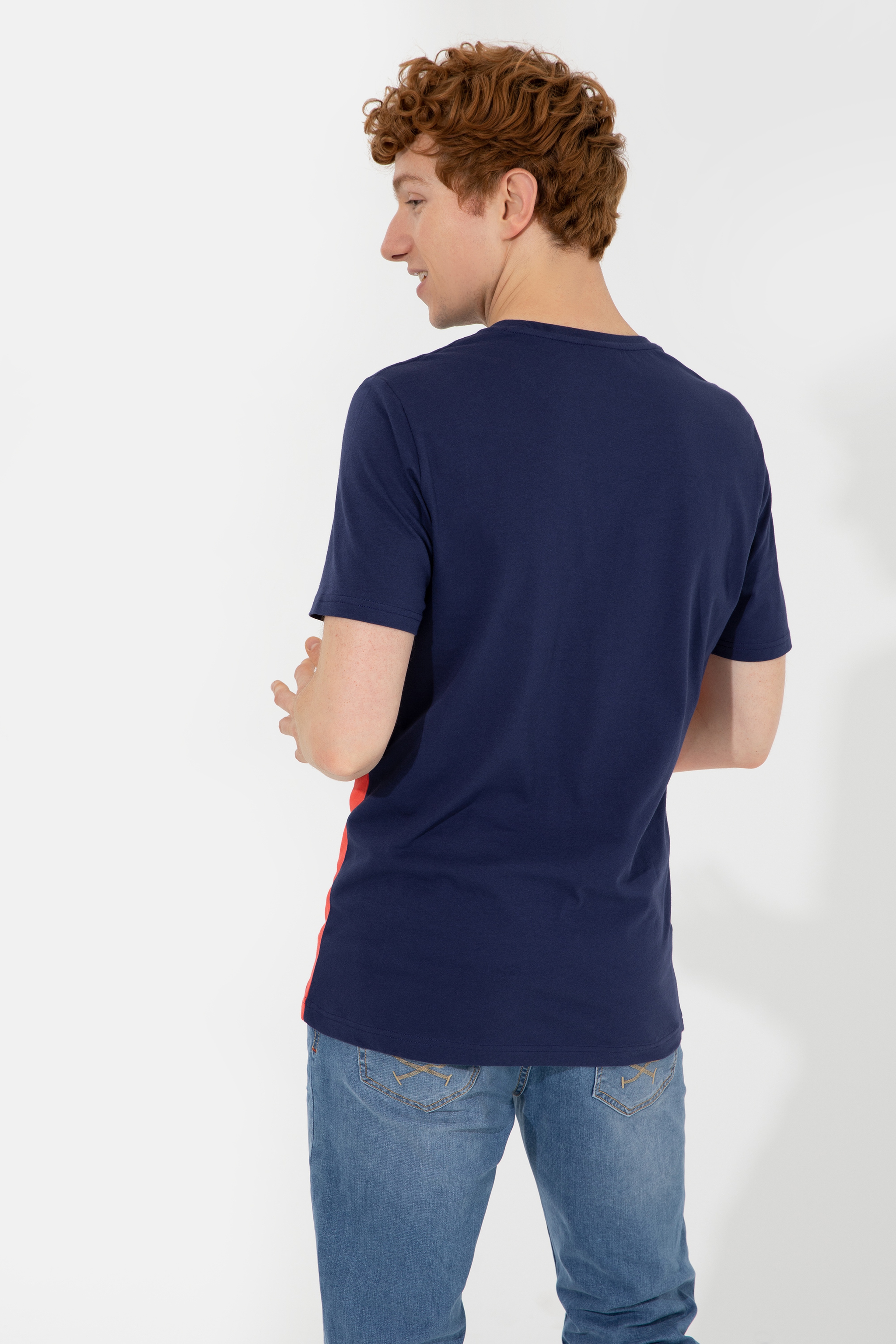 Erkek Lacivert Bisiklet Yaka T-Shirt