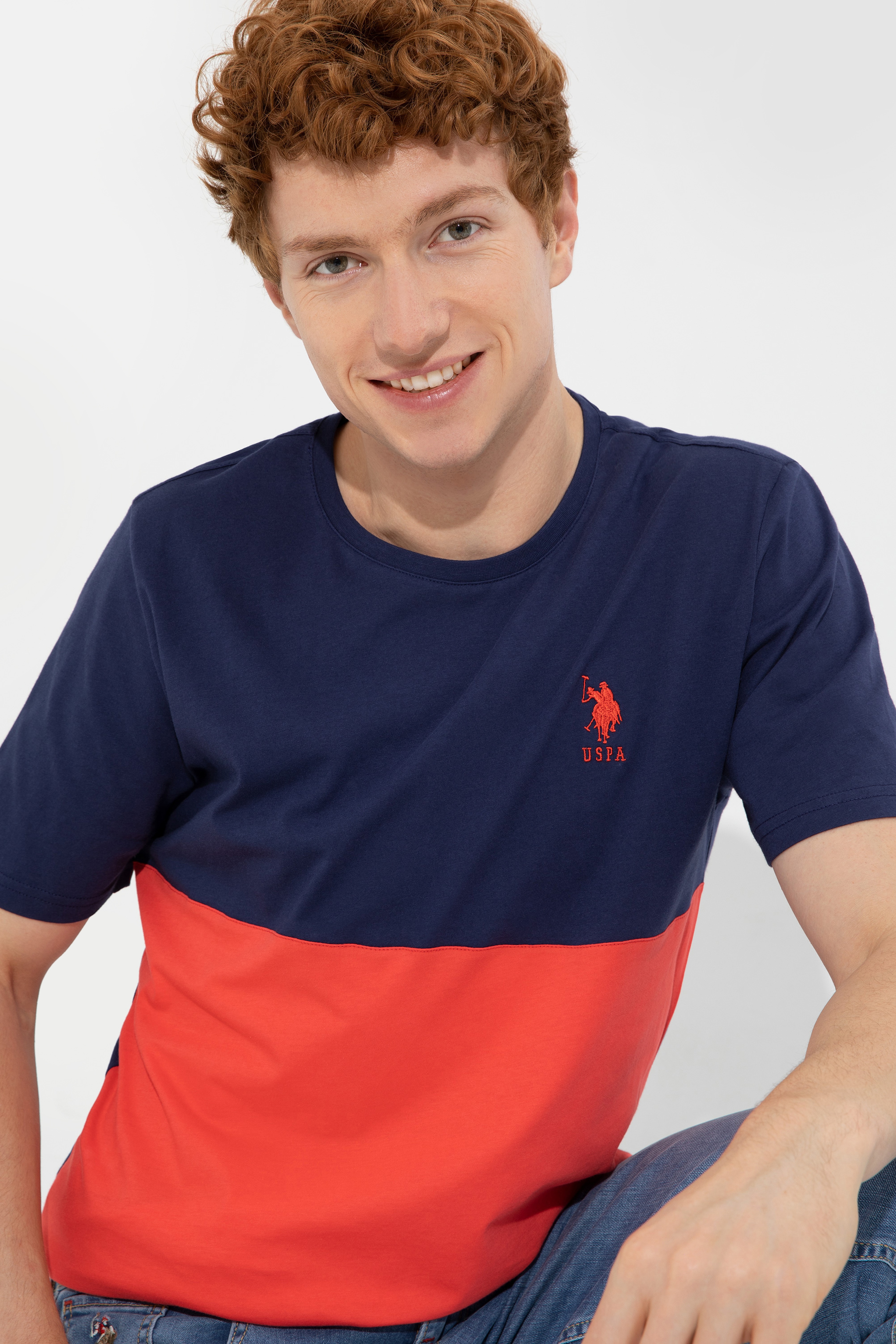 Erkek Lacivert Bisiklet Yaka T-Shirt - Image 1
