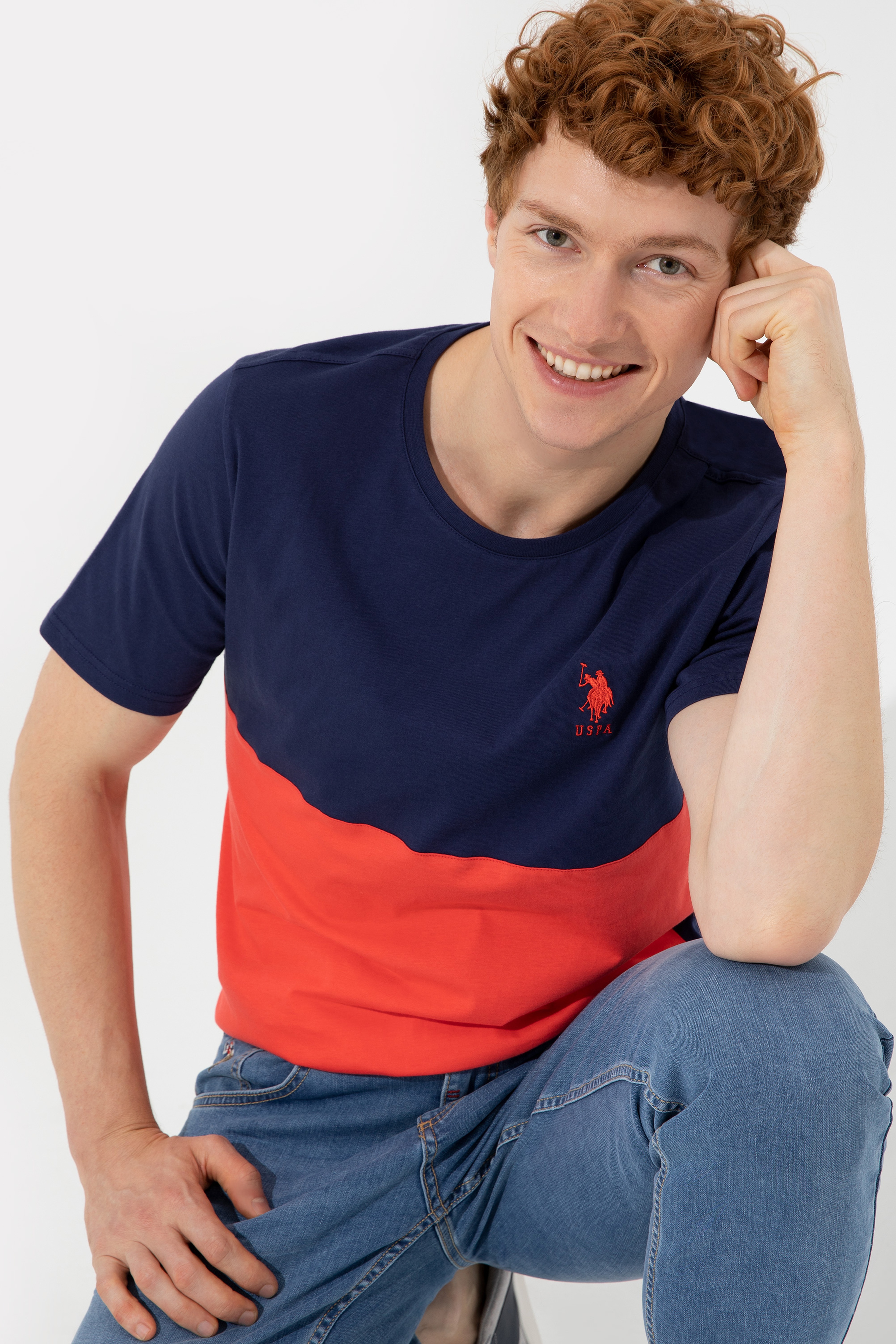 Erkek Lacivert Bisiklet Yaka T-Shirt - Image 4