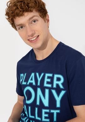 Erkek Lacivert Bisiklet Yaka Tişört - 50248611013