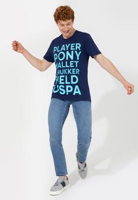 Erkek Lacivert Bisiklet Yaka Tişört - 50248611013