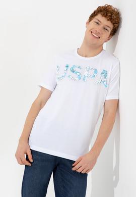 Erkek Beyaz Bisiklet Yaka Tişört - 50248598005