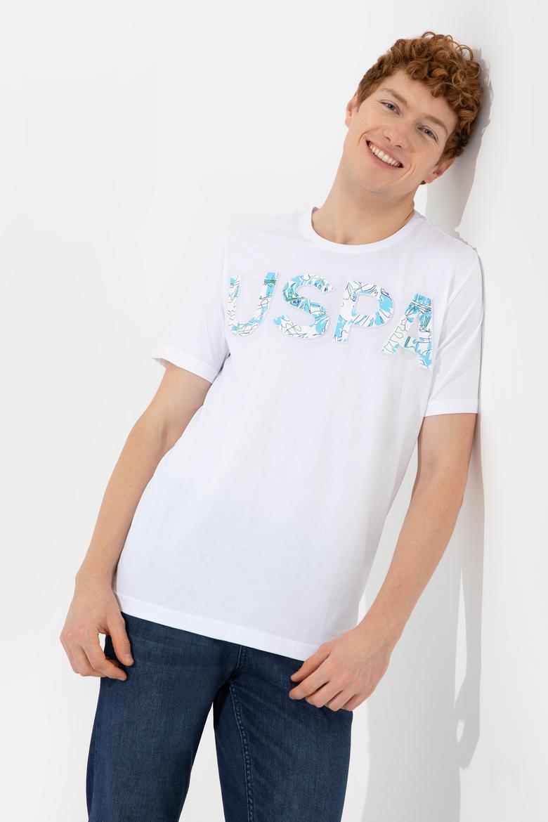 Erkek Beyaz Bisiklet Yaka Tişört - 50248598005