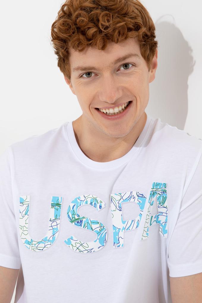 Erkek Beyaz Bisiklet Yaka Tişört