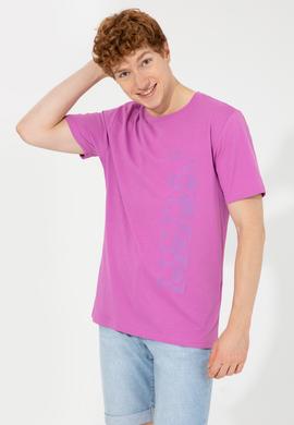 Erkek Menekşe Bisiklet Yaka Tişört - 50247340166