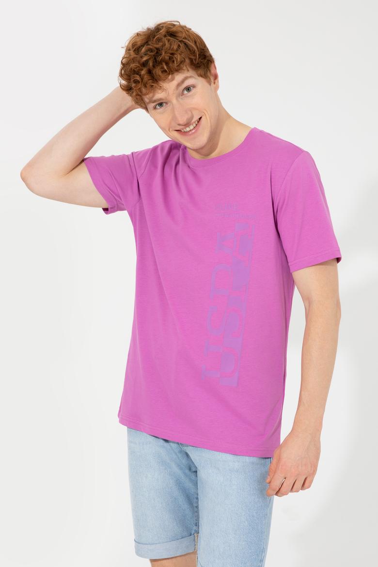 Erkek Menekşe Bisiklet Yaka Tişört