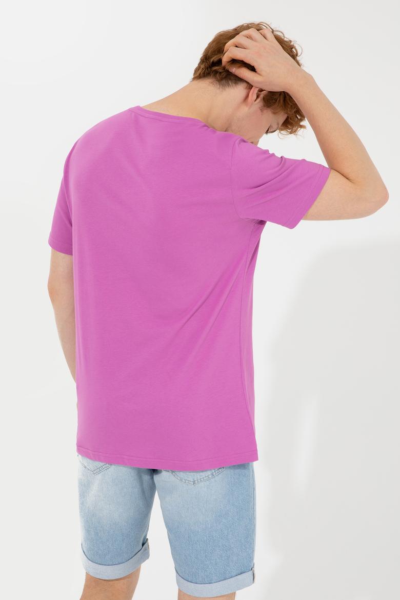 Erkek Menekşe Bisiklet Yaka Tişört - 50247340166