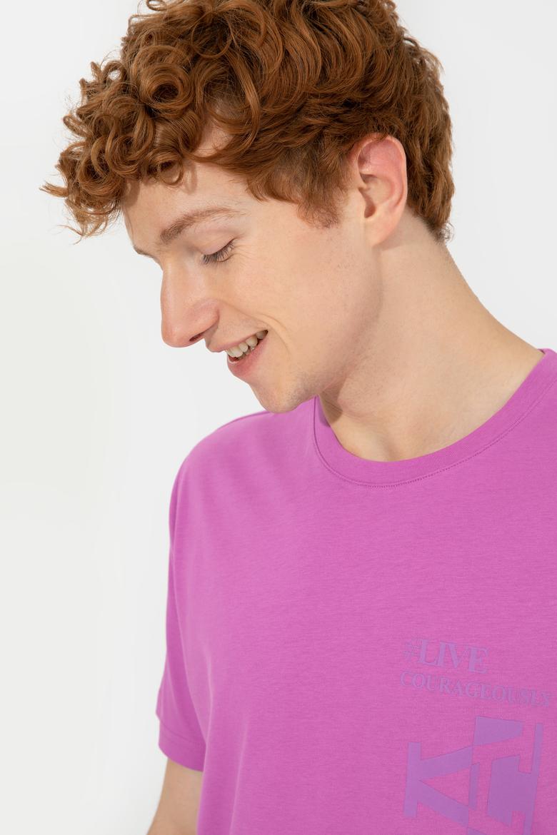 Erkek Menekşe Bisiklet Yaka Tişört - 50247340166