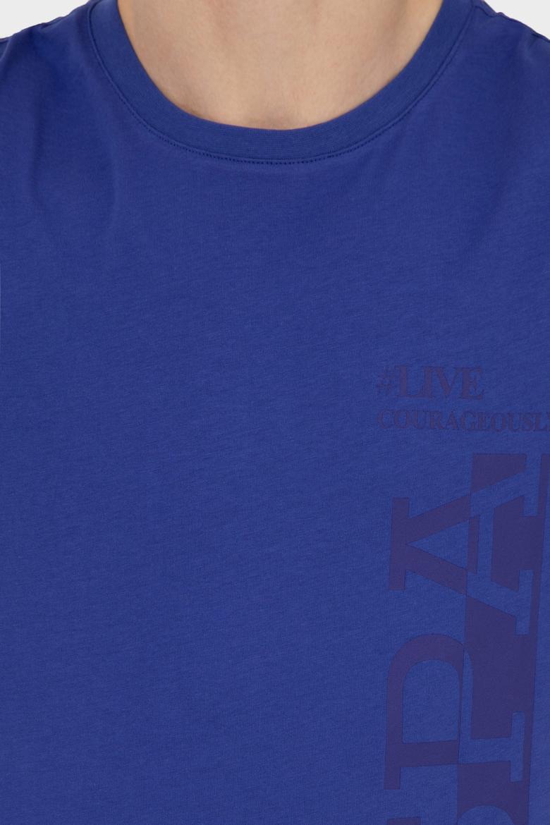 Erkek Mavi Bisiklet Yaka Tişört - 50247340186