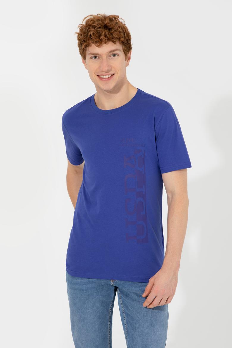 Erkek Mavi Bisiklet Yaka Tişört