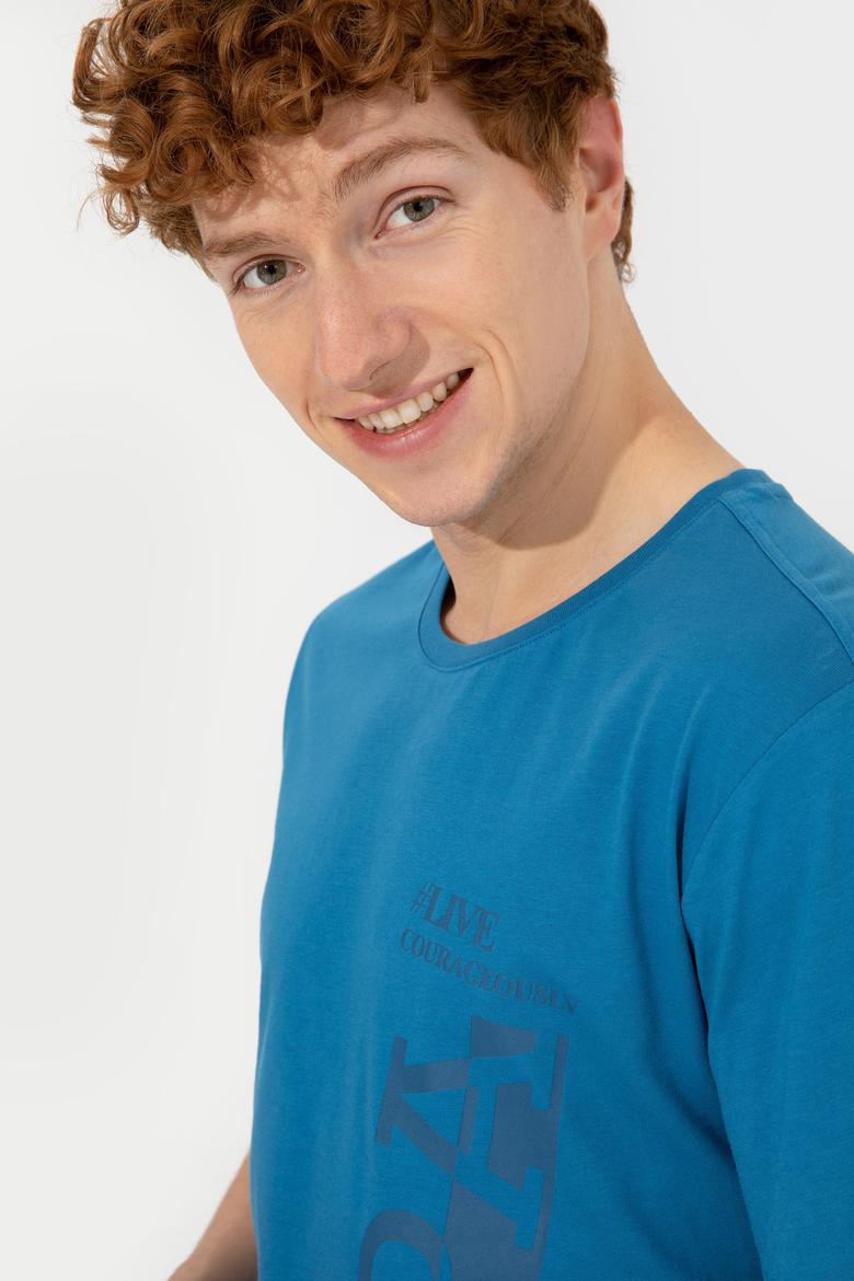 Erkek Petrol Bisiklet Yaka Tişört - 50247340176