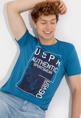 Erkek Petrol Bisiklet Yaka Tişört - 50246123040