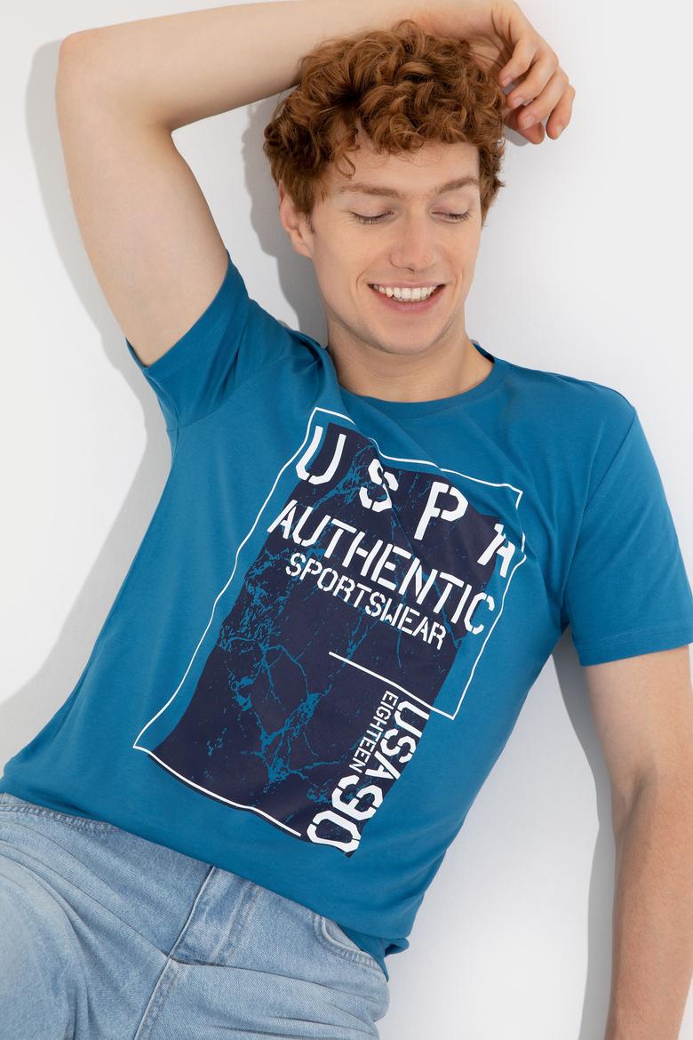 Erkek Petrol Bisiklet Yaka Tişört