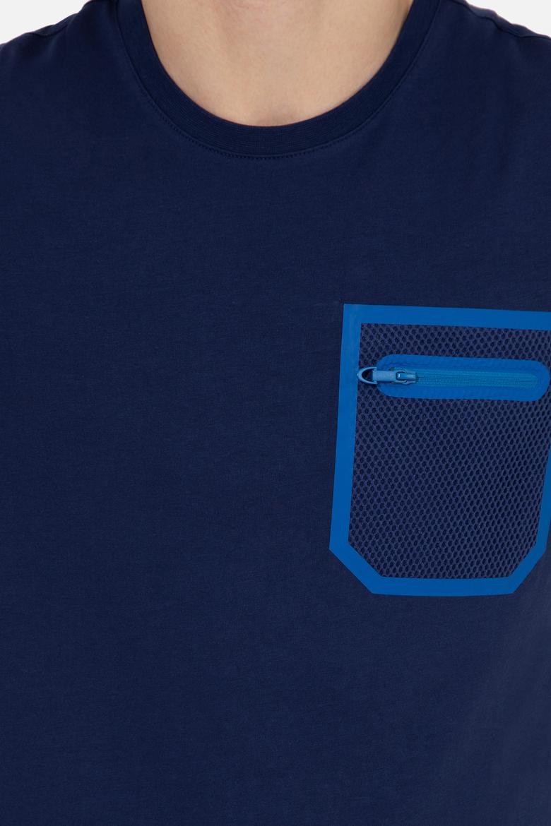 Erkek Lacivert Bisiklet Yaka Tişört - 50249187010