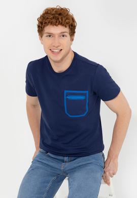 Erkek Lacivert Bisiklet Yaka Tişört - 50249187010