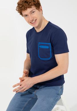 Erkek Lacivert Bisiklet Yaka Tişört - 50249187010