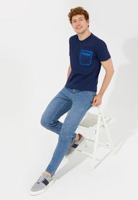 Erkek Lacivert Bisiklet Yaka Tişört - 50249187010