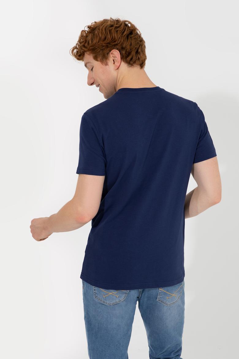 Erkek Lacivert Bisiklet Yaka Tişört - 50249187010