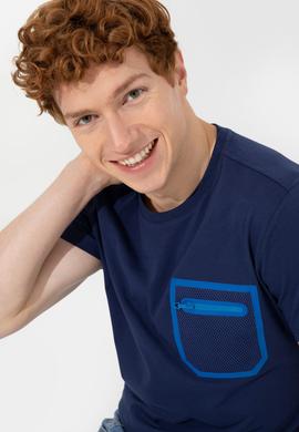 Erkek Lacivert Bisiklet Yaka Tişört - 50249187010