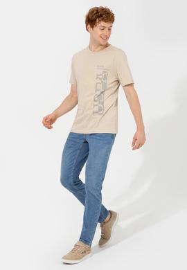 Erkek Taş Bisiklet Yaka T-Shirt - 50247340206