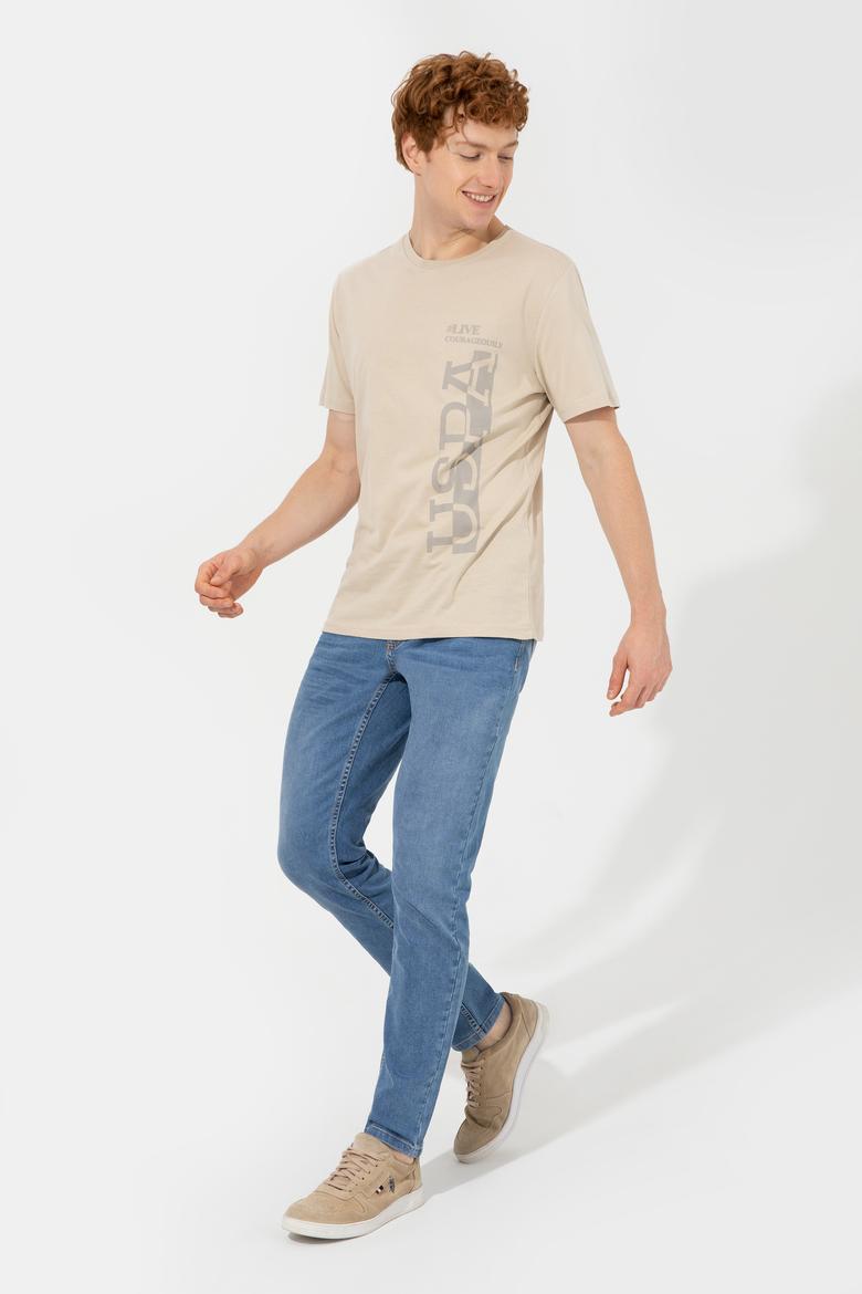 Erkek Taş Bisiklet Yaka T-Shirt - 50247340206