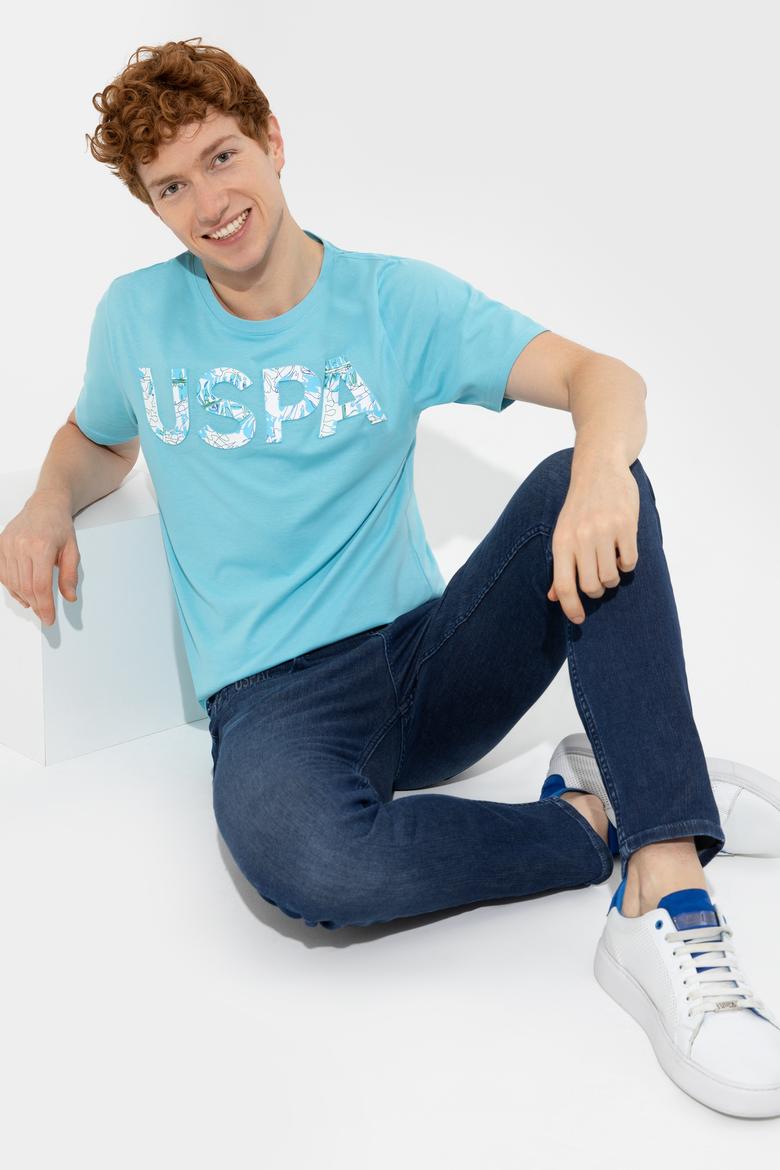 Erkek Turkuaz Bisiklet Yaka Tişört - 50248598165