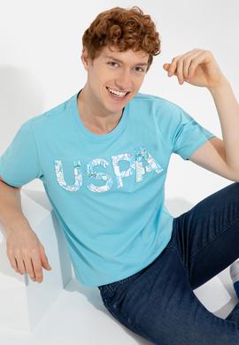 Erkek Turkuaz Bisiklet Yaka Tişört - 50248598165