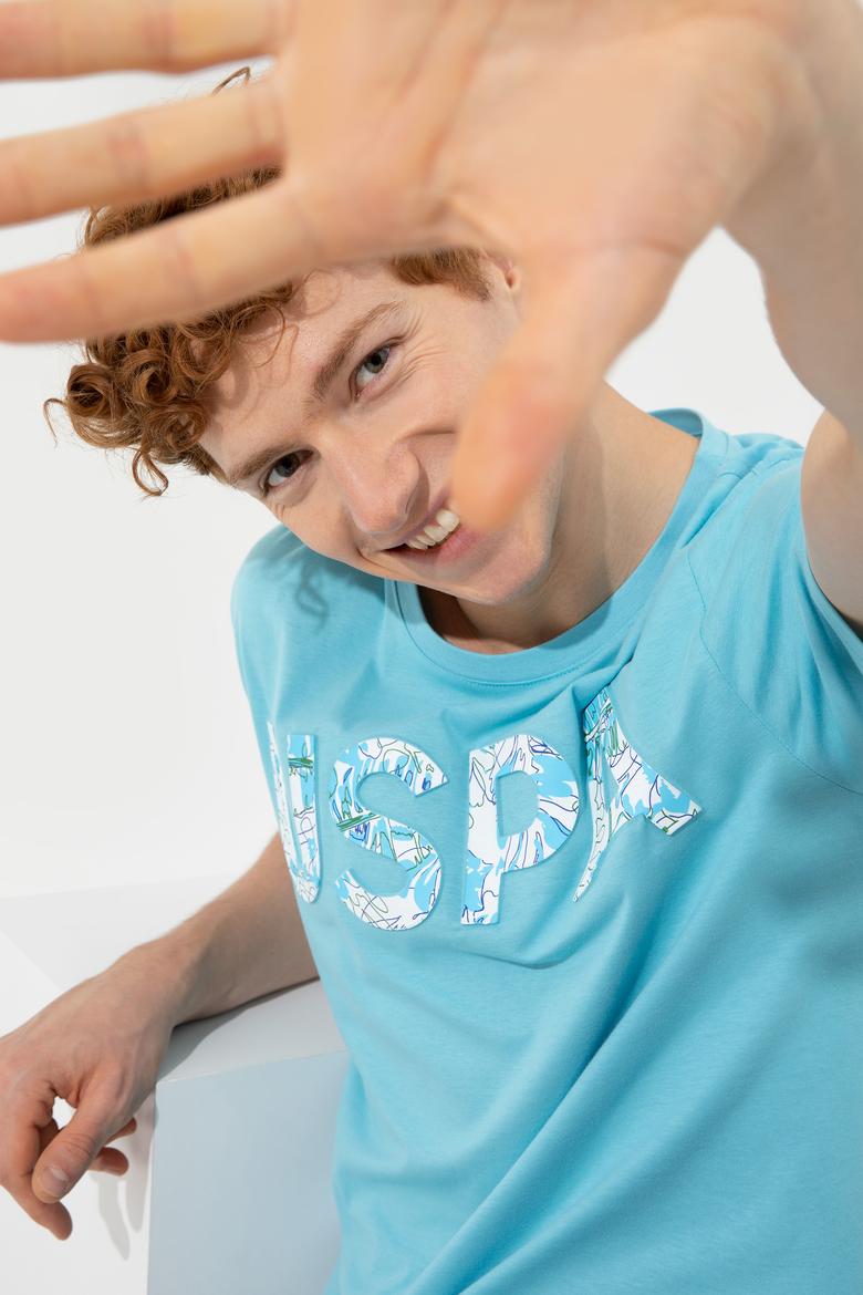 Erkek Turkuaz Bisiklet Yaka Tişört - 50248598165