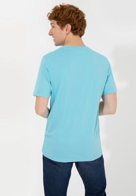 Erkek Turkuaz Bisiklet Yaka Tişört - 50248598165