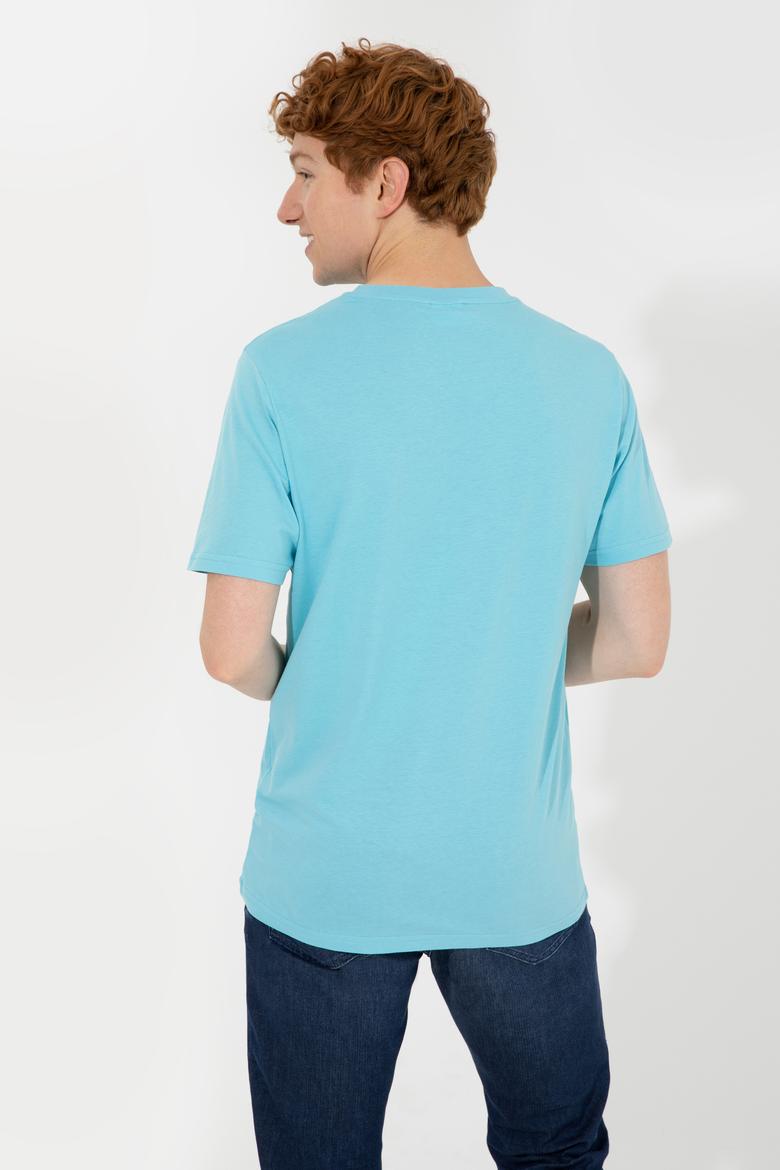 Erkek Turkuaz Bisiklet Yaka Tişört - 50248598165