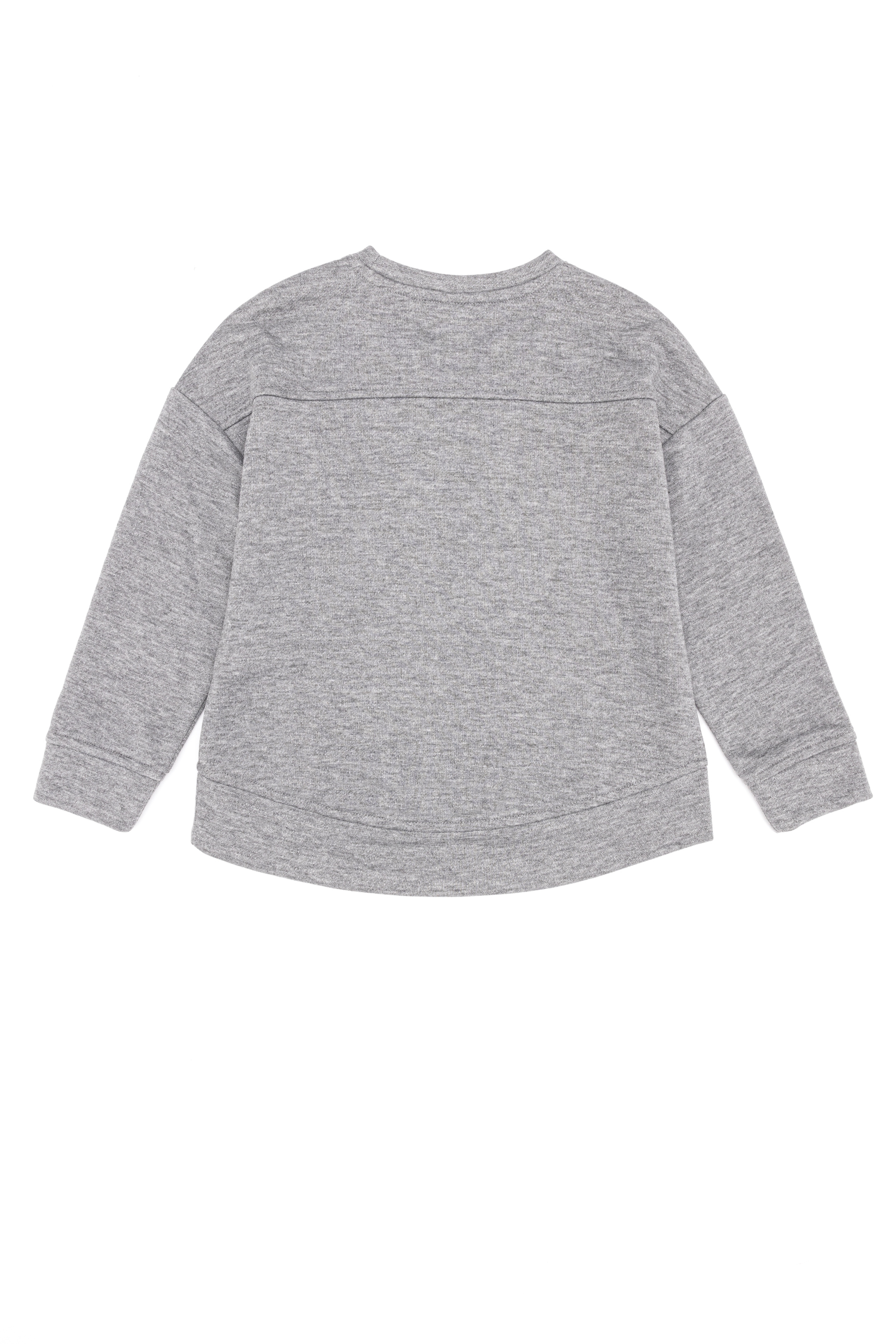 Çocuk Gri Melanj Basic Bisiklet Yaka Sweatshirt - Image 2