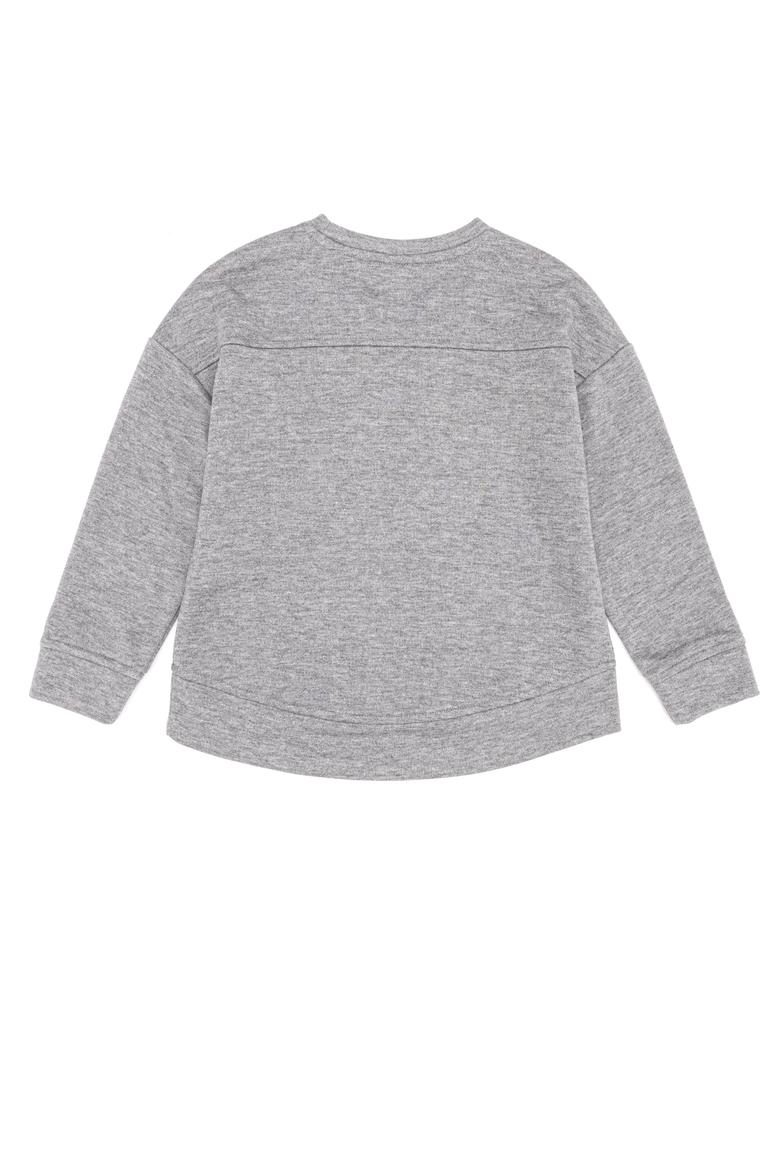 Çocuk Gri Melanj Basic Bisiklet Yaka Sweatshirt - 50260923059
