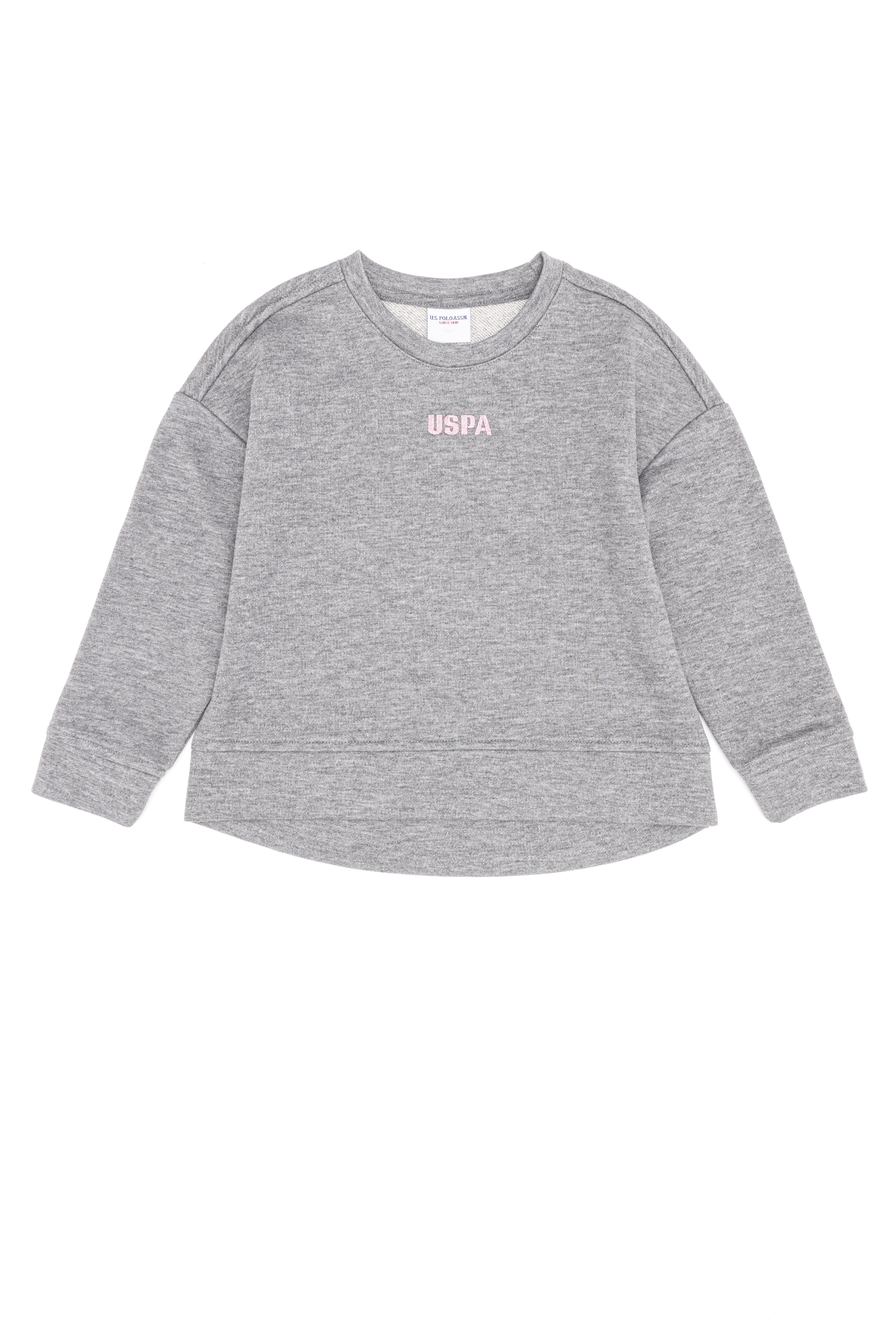 Çocuk Gri Melanj Basic Bisiklet Yaka Sweatshirt