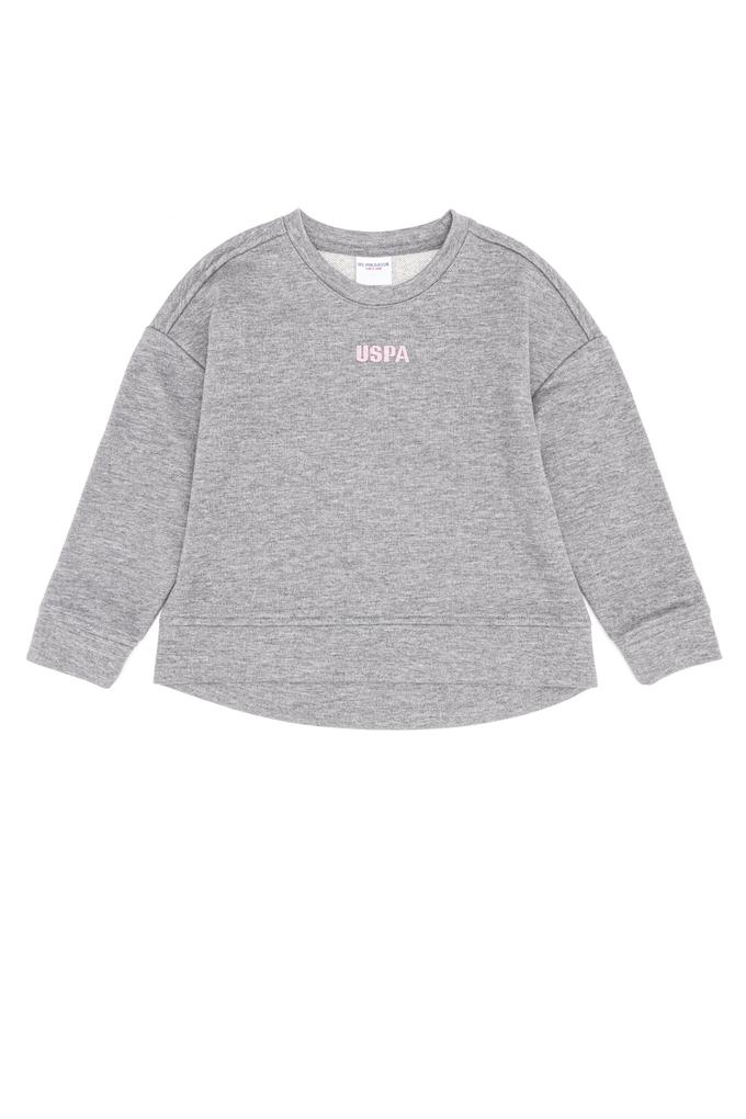 Çocuk Gri Melanj Basic Bisiklet Yaka Sweatshirt