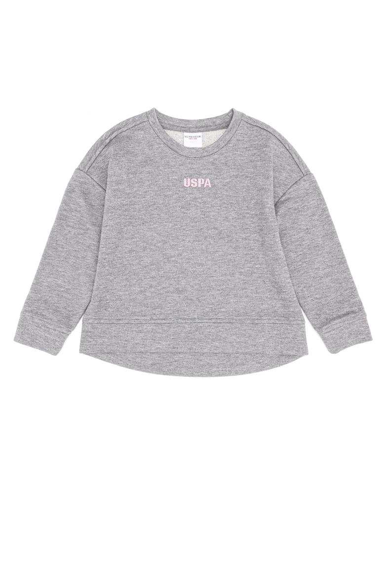 Çocuk Gri Melanj Basic Bisiklet Yaka Sweatshirt