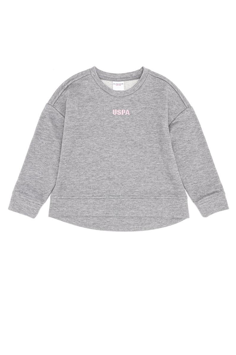 Çocuk Gri Melanj Basic Bisiklet Yaka Sweatshirt