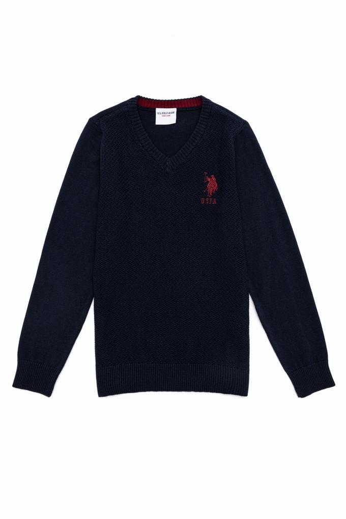 Erkek Çocuk Lacivert V - Yaka Triko Kazak