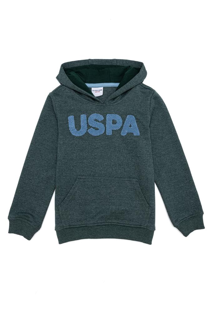 Çocuk Yeşil Basic Kapüşonlu Sweatshirt